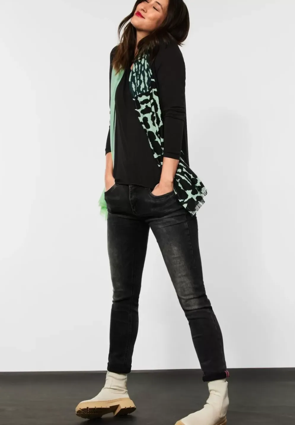 Langarmshirt In Unifarbe
