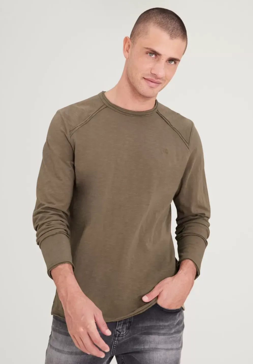 Langarmshirt In Unifarbe
