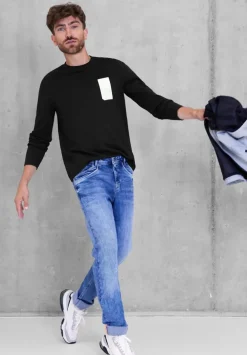 Langarmshirt Mit Brustprint