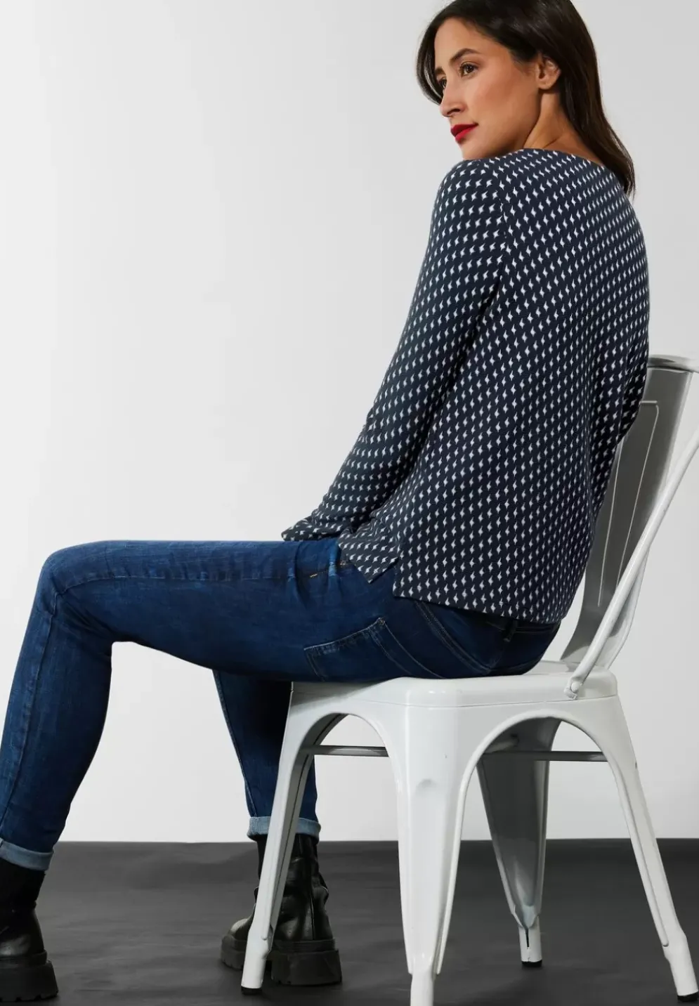 Langarmshirt Mit Stehkragen