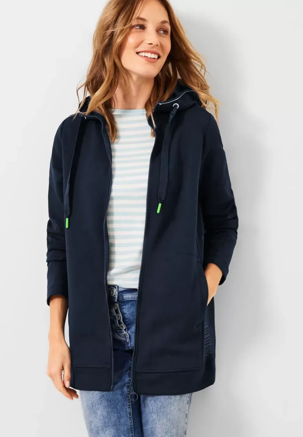 Lange Sweatshirtjacke