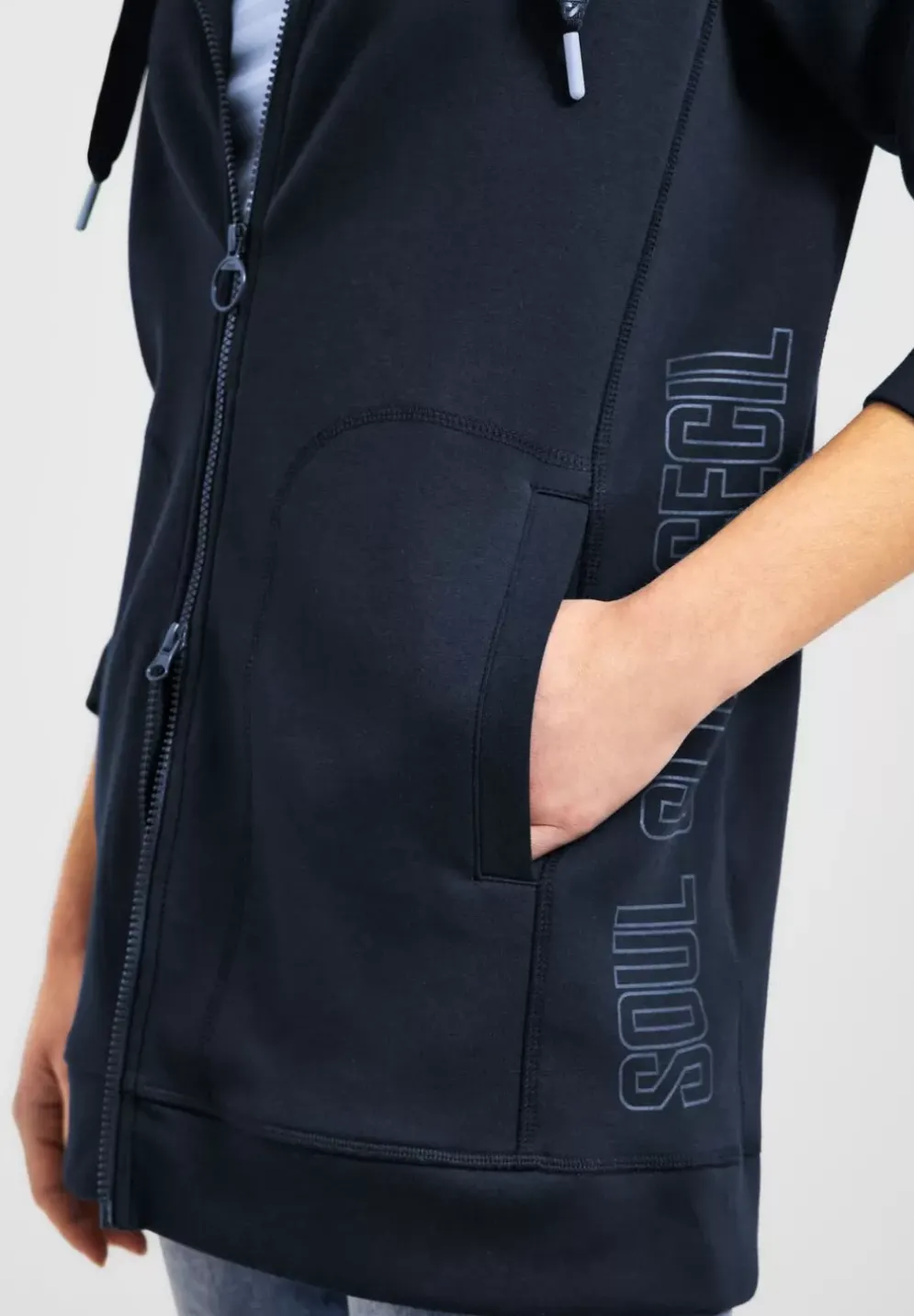 Lange Sweatshirtjacke