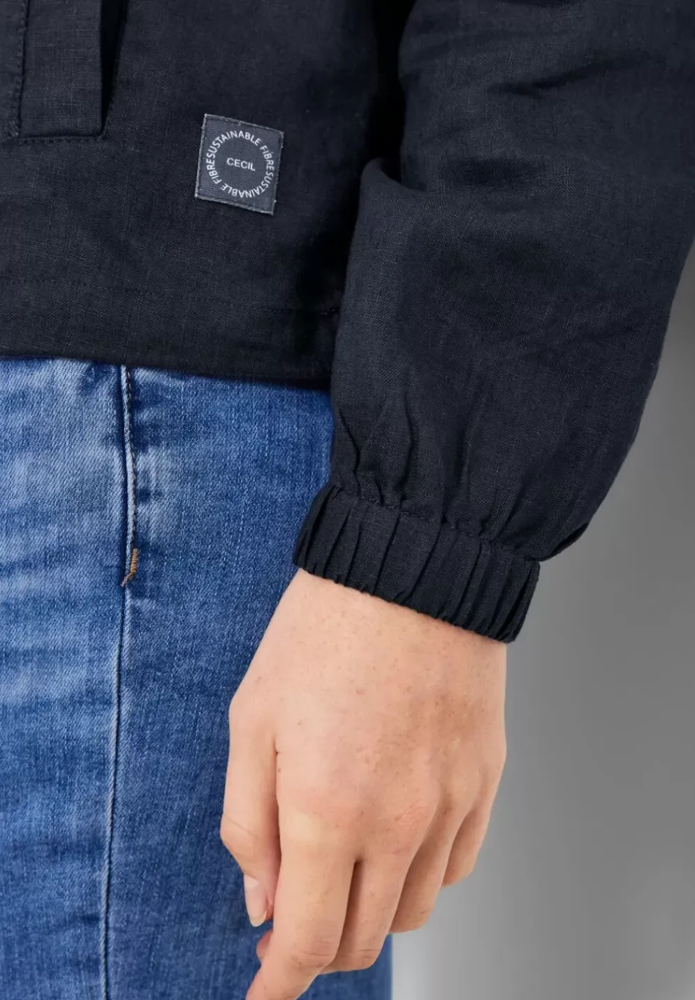 Leinen Blouson Mit Zipper