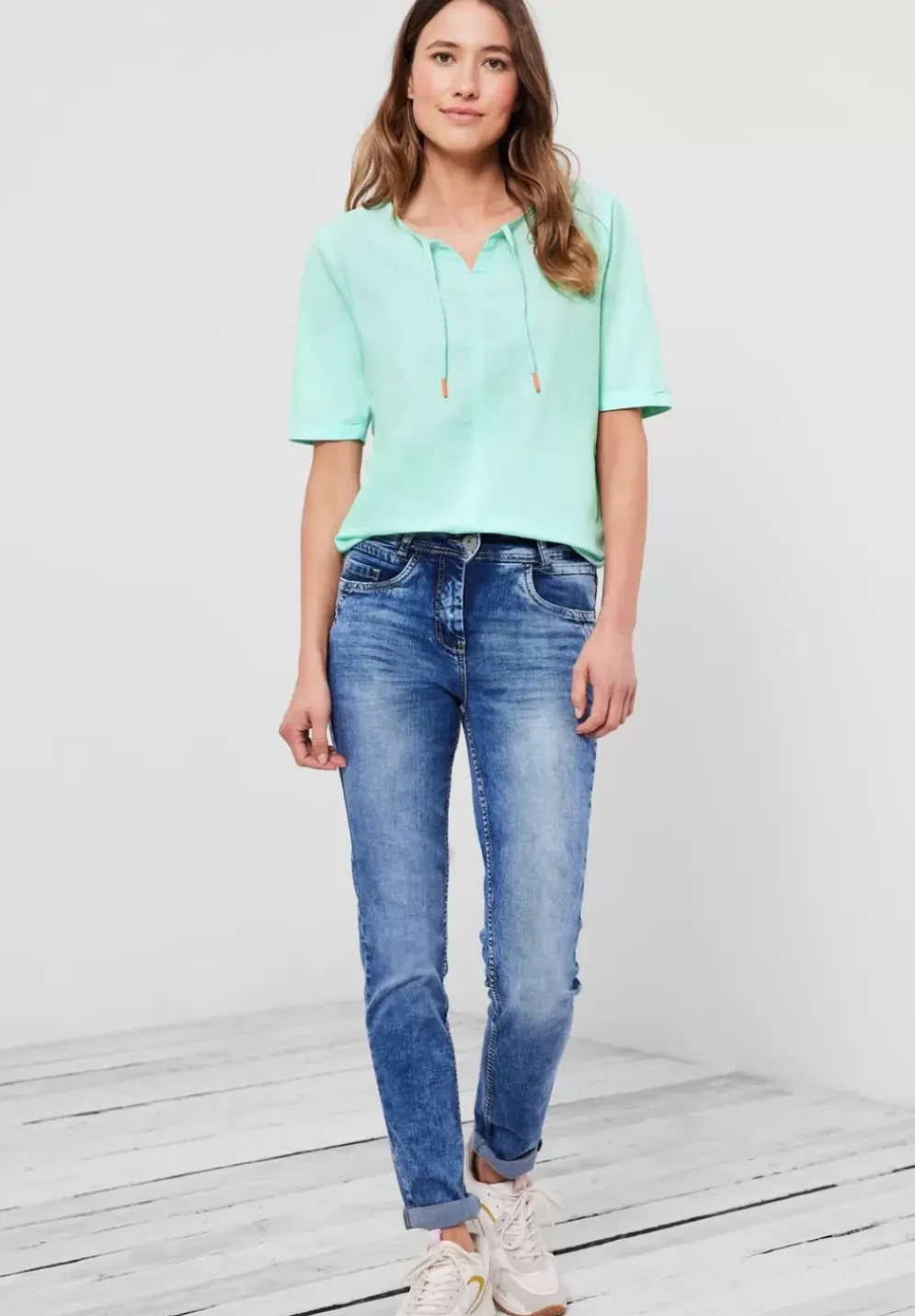 Leinen Bluse In Unifarbe