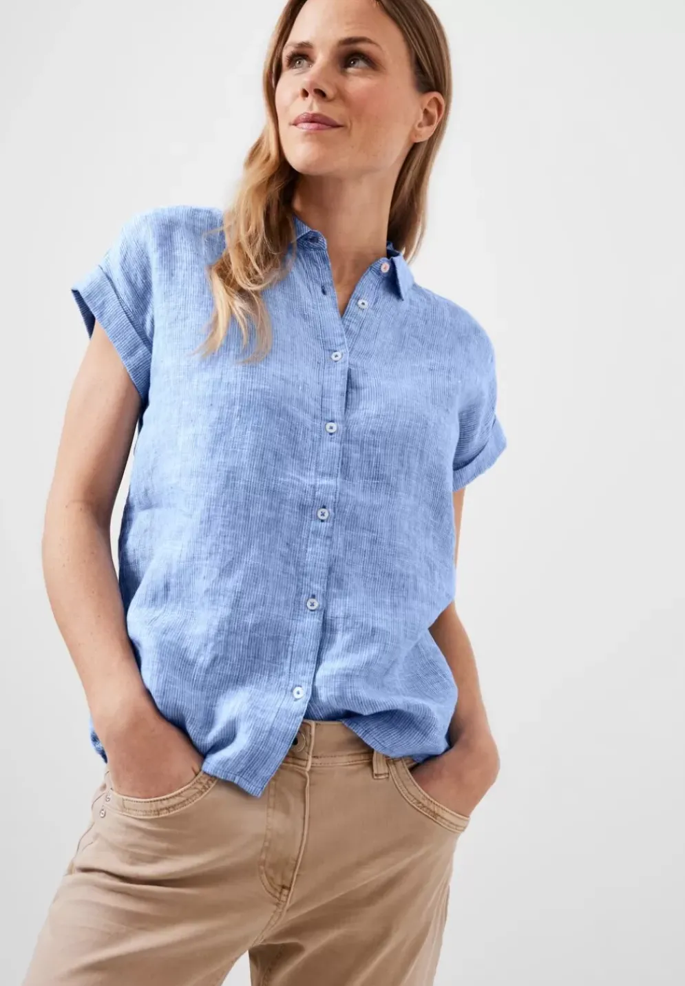 Leinen Chambray Bluse