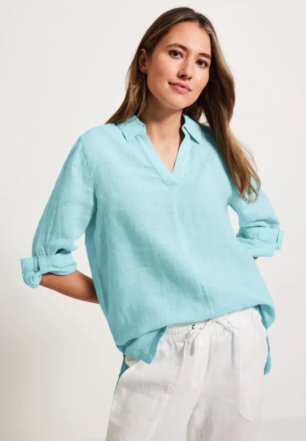 Leinen Longbluse