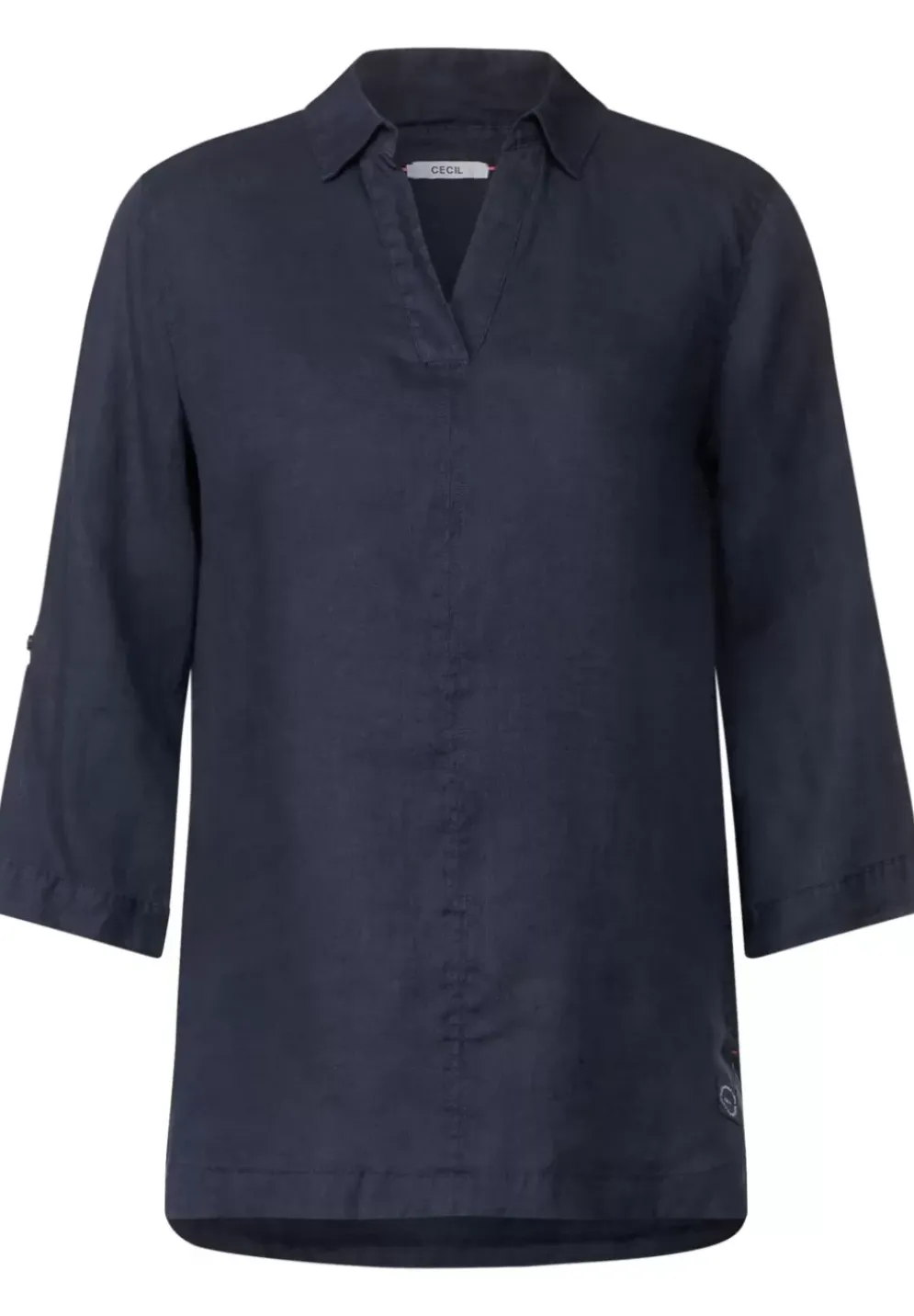 Leinen Longbluse In Unifarbe