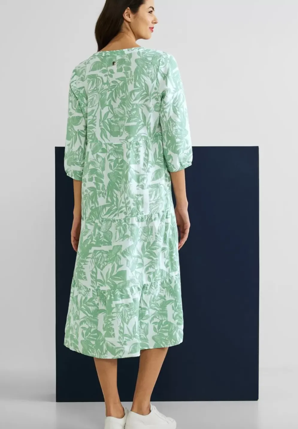 Leinen Midikleid Mit Print