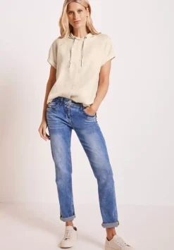 Leinenbluse Im Materialmix
