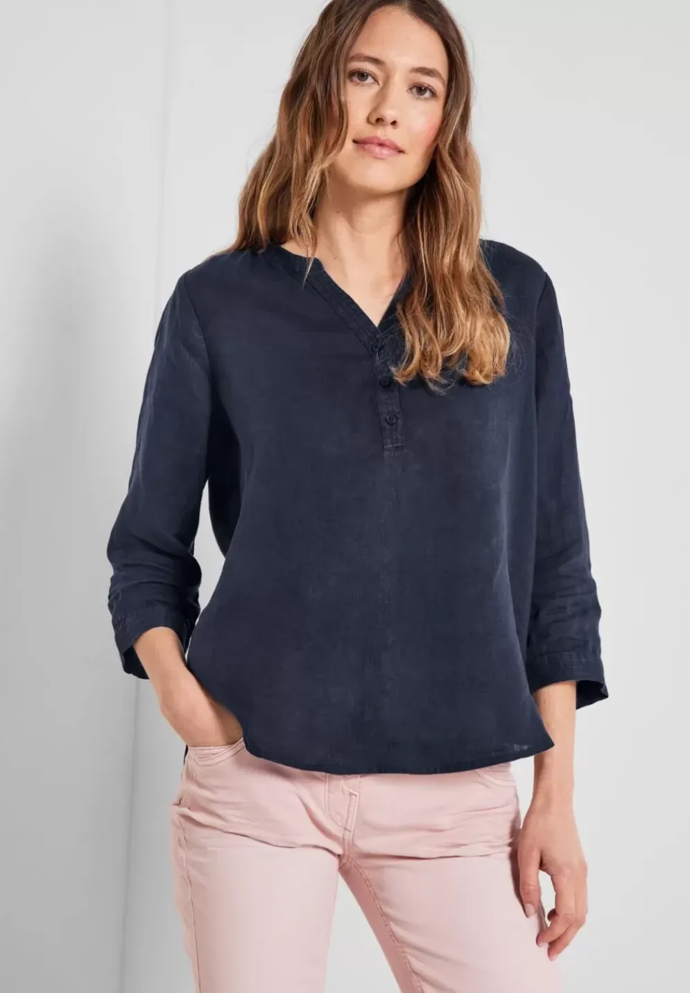 Leinenbluse In Unifarbe