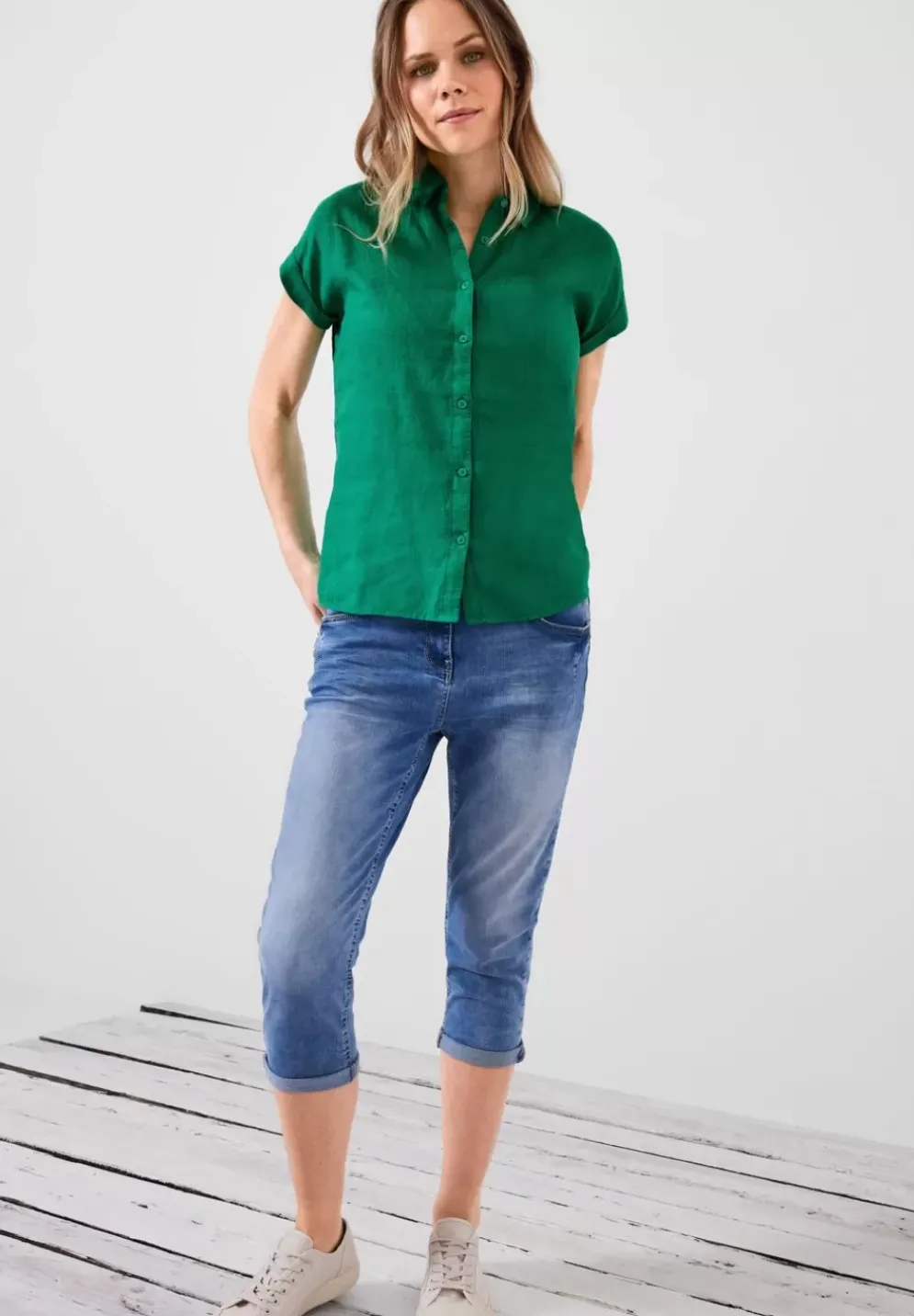 Leinenbluse Mit Knopfleiste