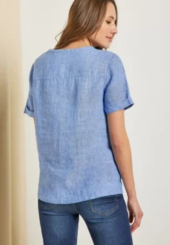 Leinenbluse Mit Knotendetail