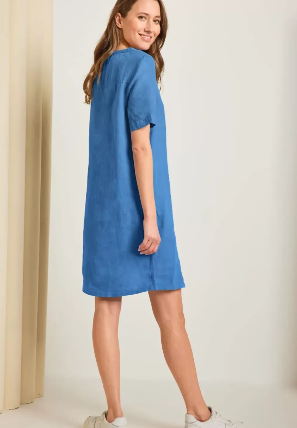 Leinenkleid In Unifarbe