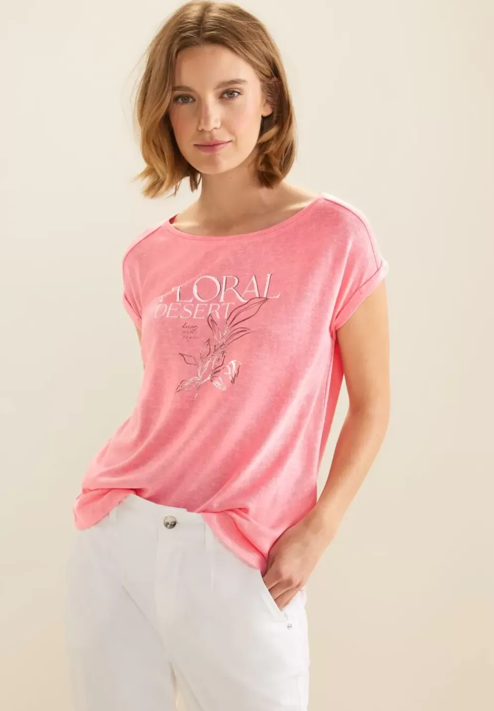 Leinenlook Partprint Shirt