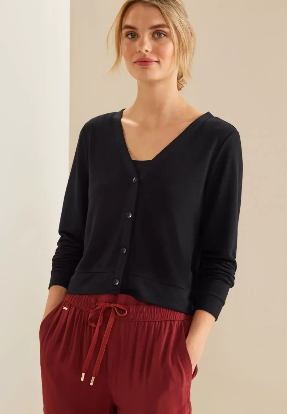 Leinenlook Strickjacke
