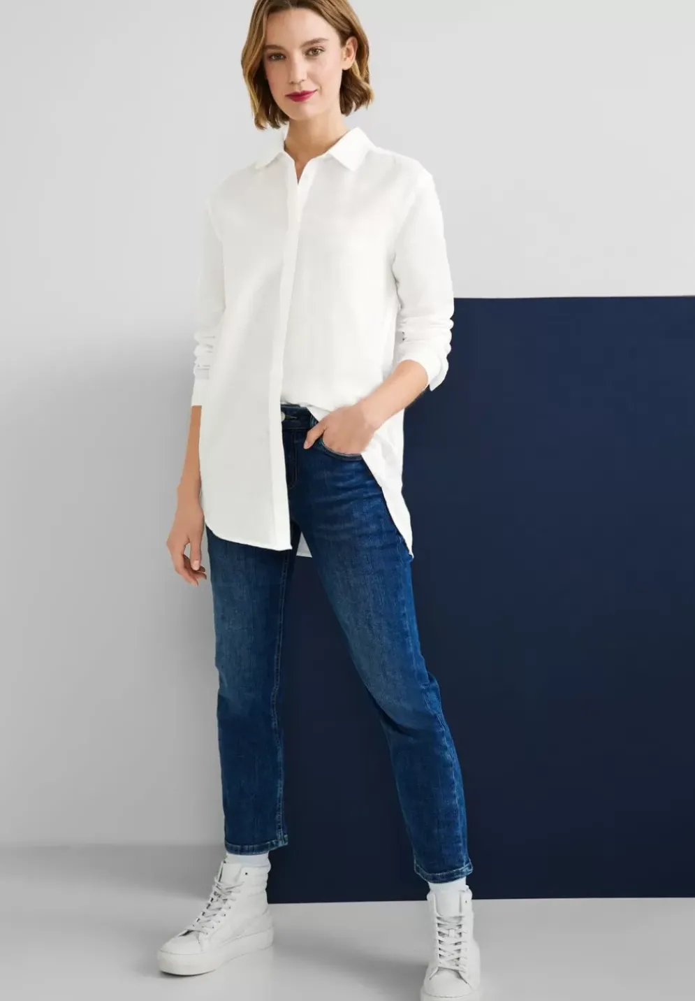 Leinenmix Longbluse
