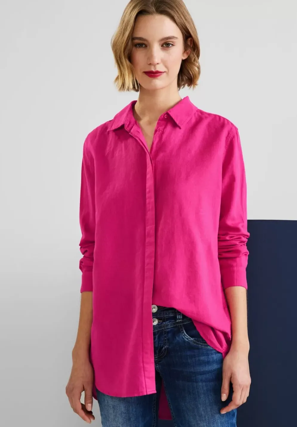 Leinenmix Longbluse
