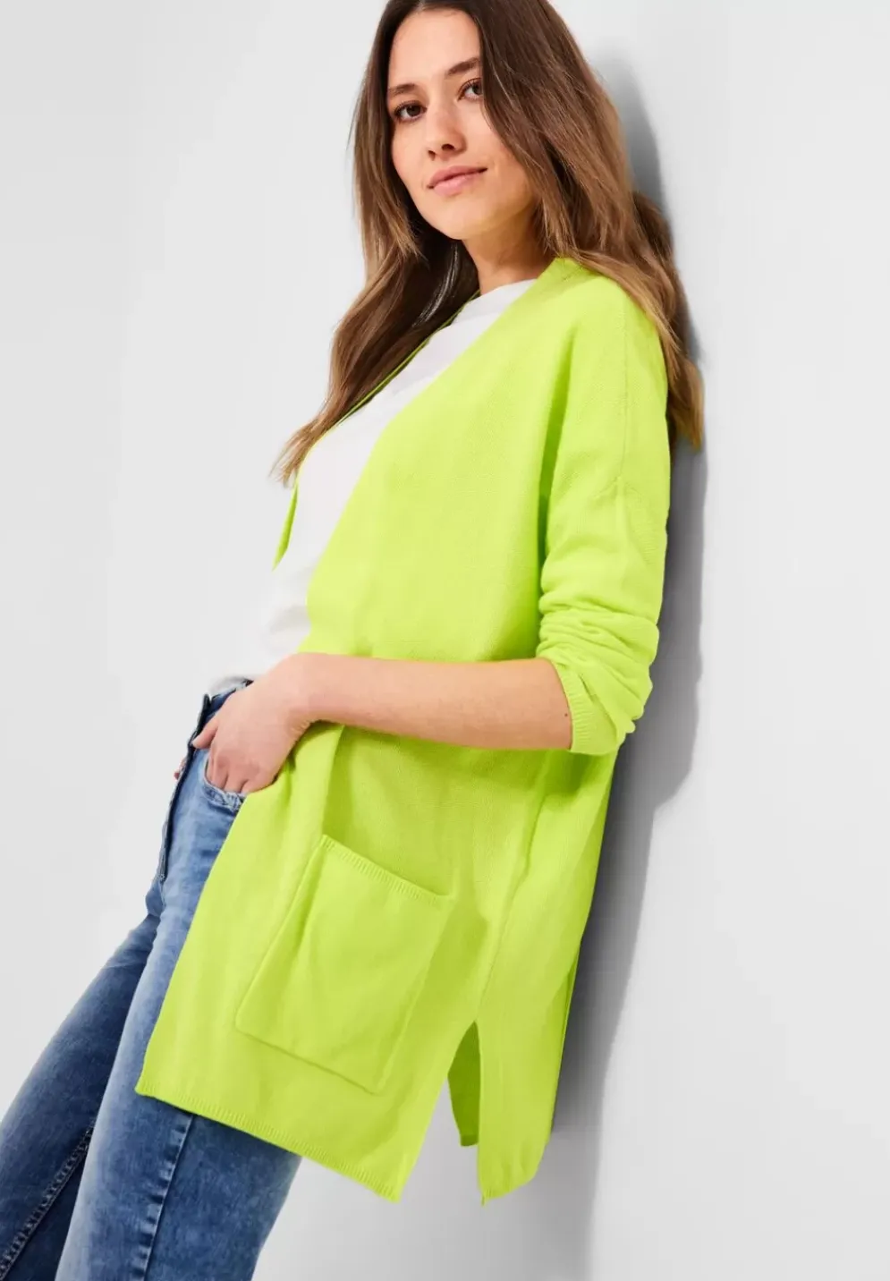 Long Cardigan Mit Taschen