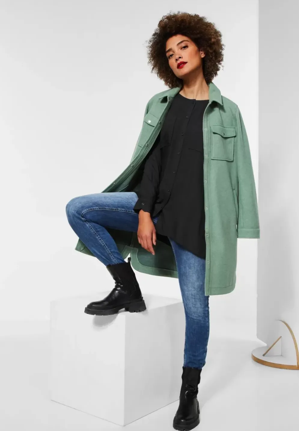 Longbluse In Unifarbe