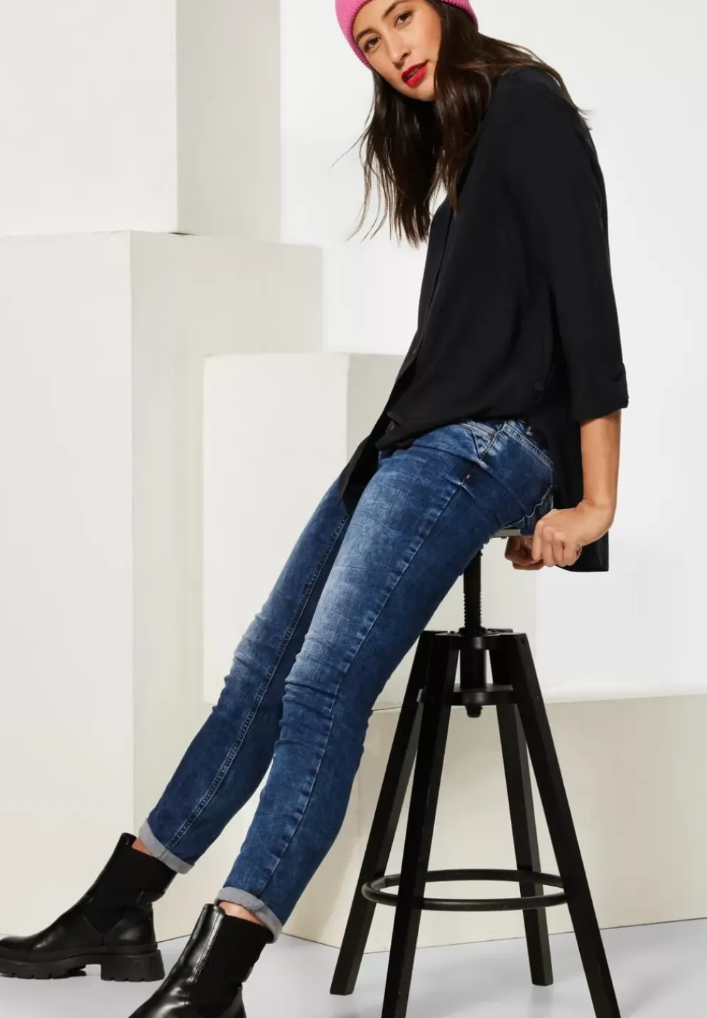 Longbluse In Unifarbe