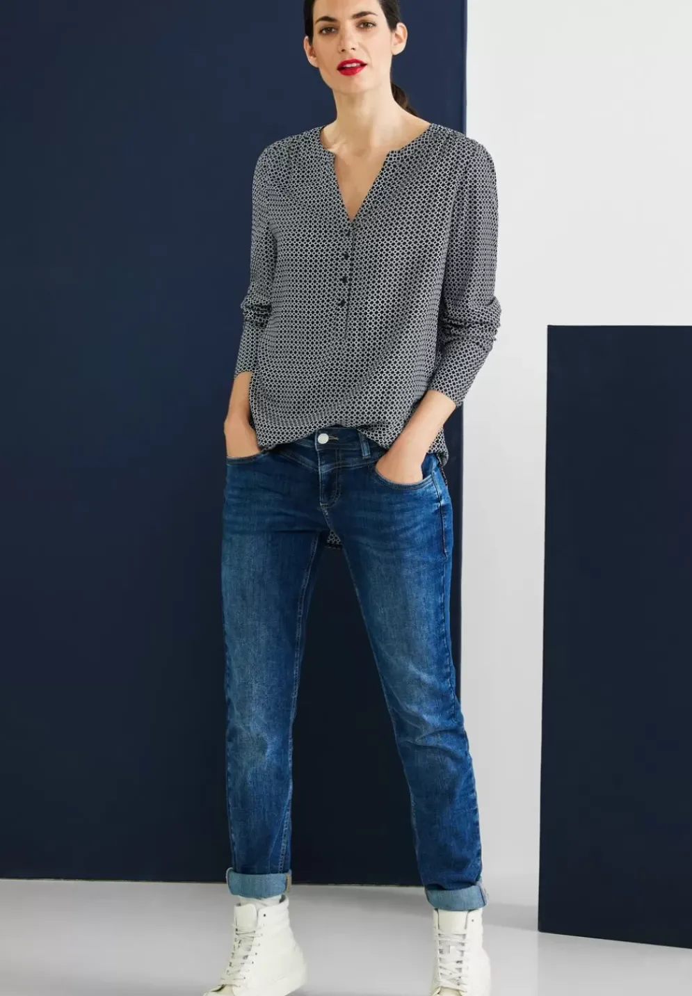 Longbluse Mit Allover Print