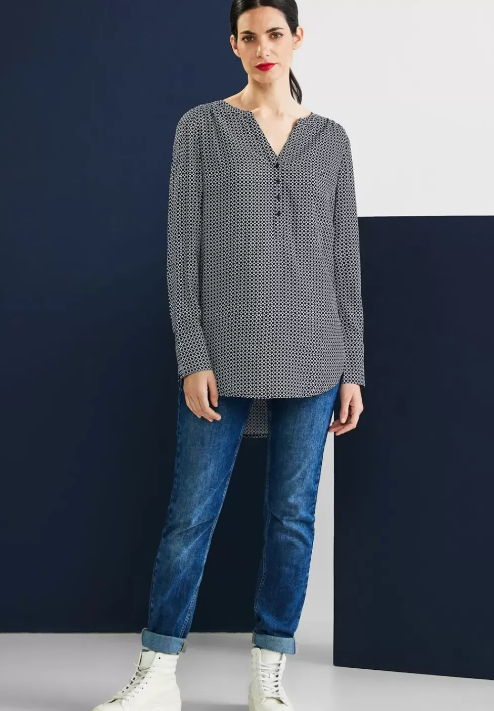 Longbluse Mit Allover Print