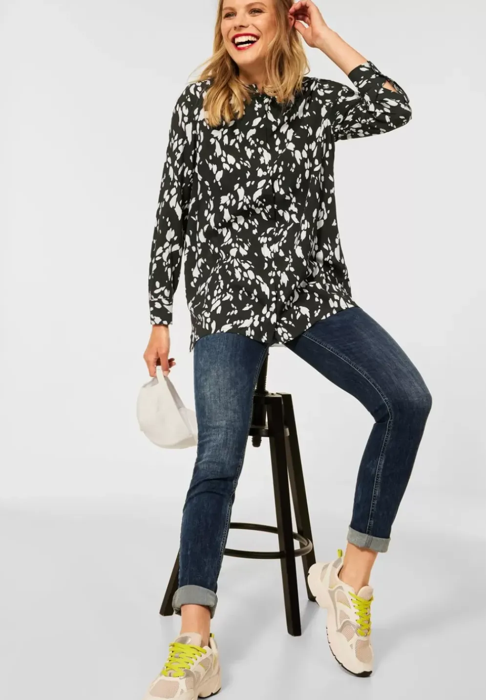 Longbluse Mit Allover Print