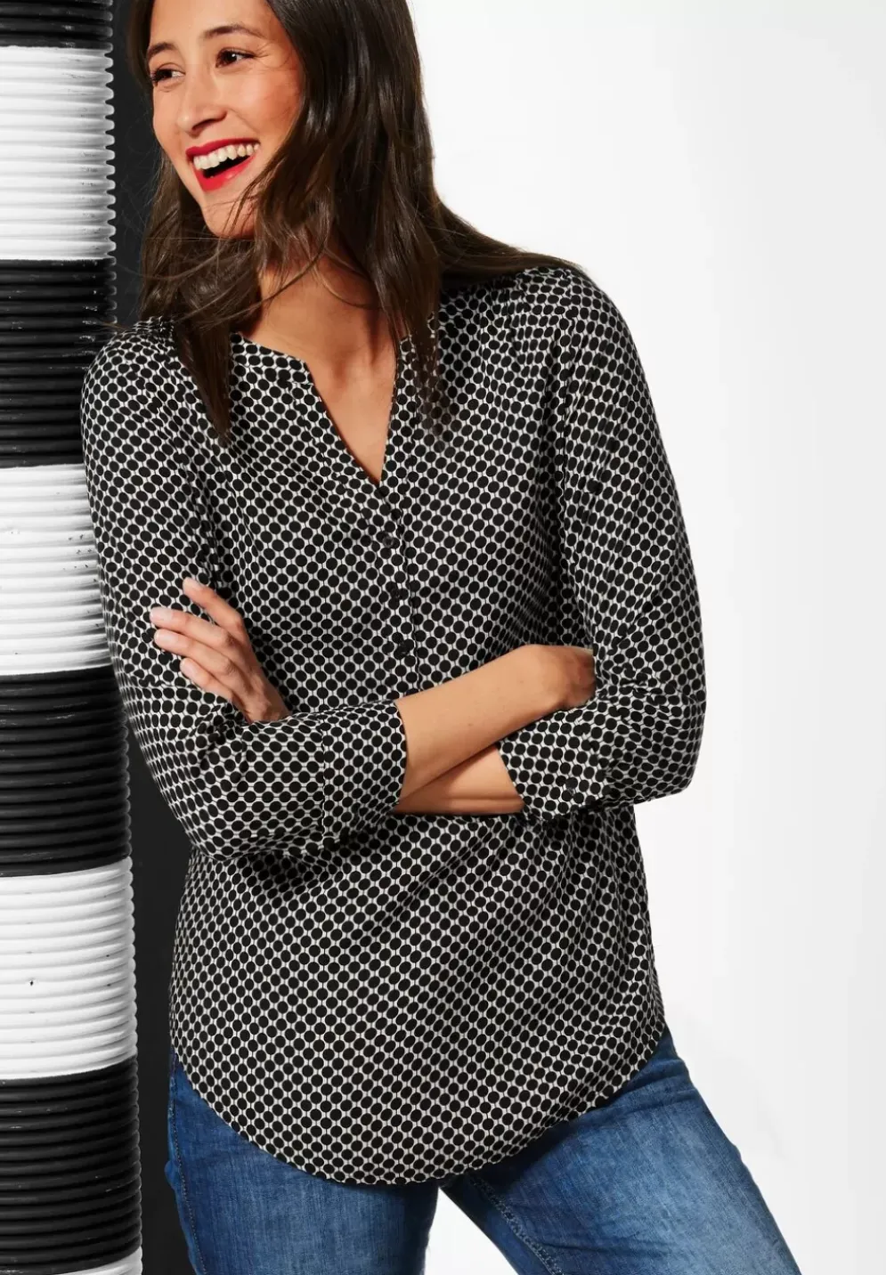 Longbluse Mit Minimalmuster