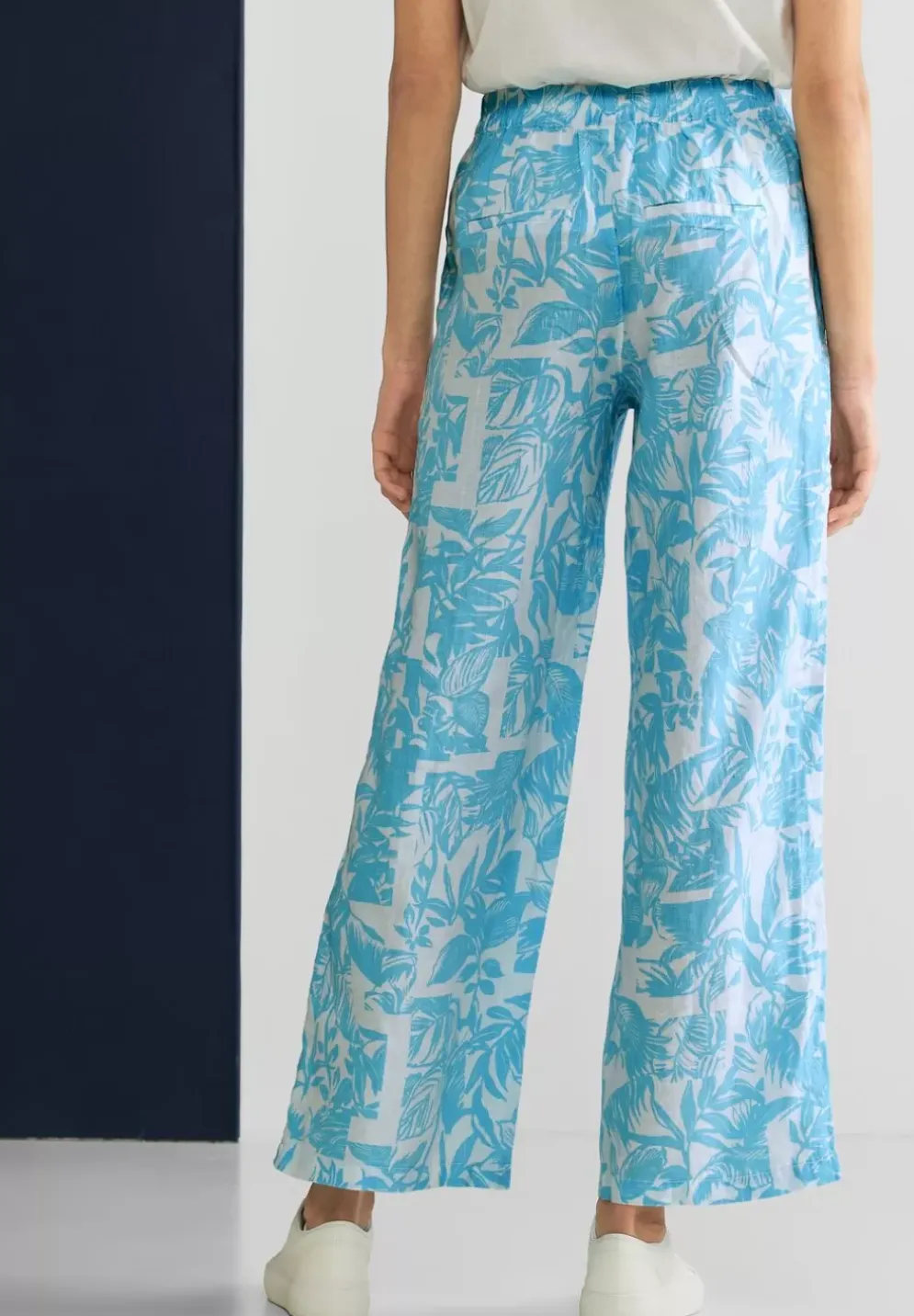 Loose Fit Print Leinenhose