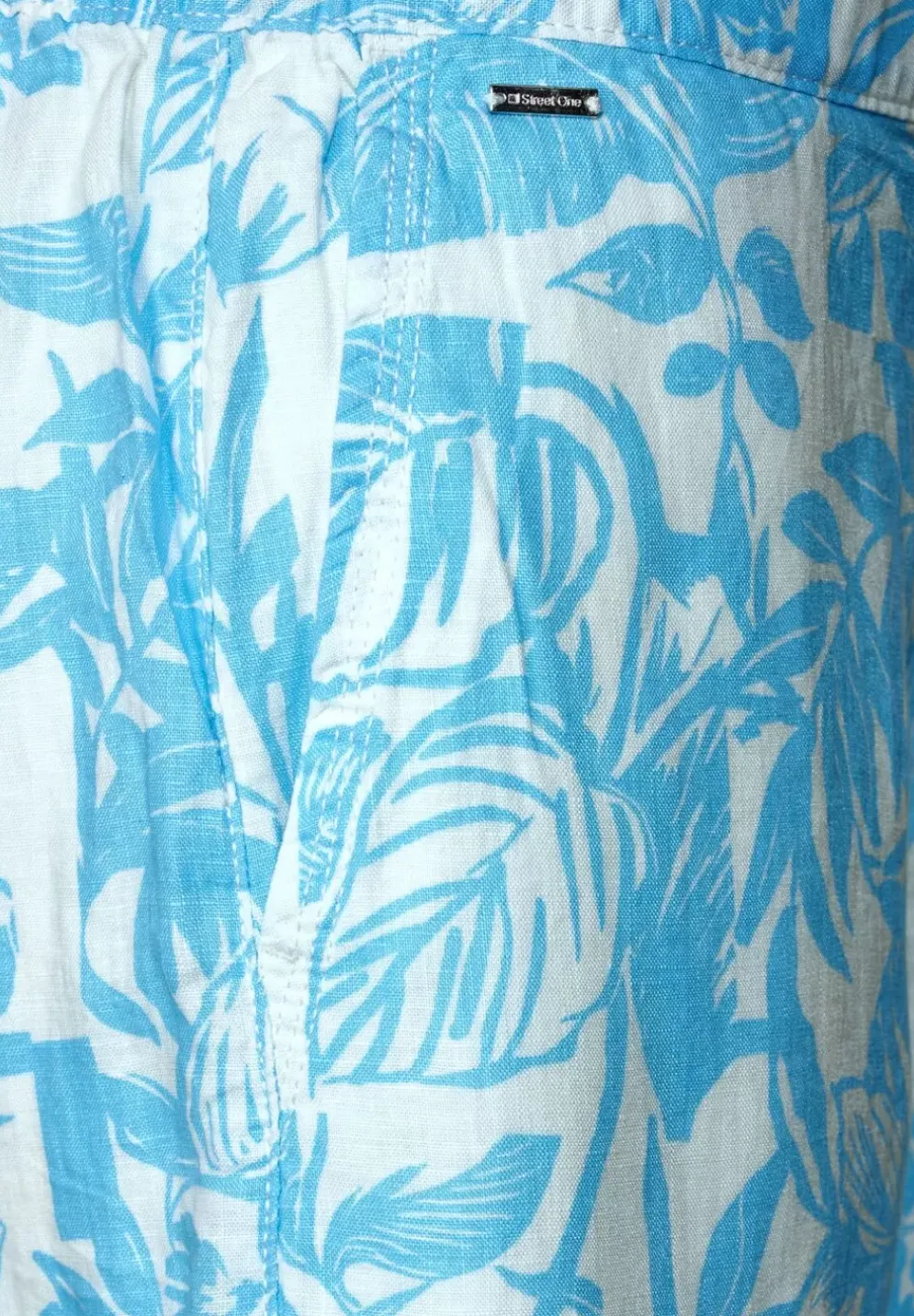 Loose Fit Print Leinenhose