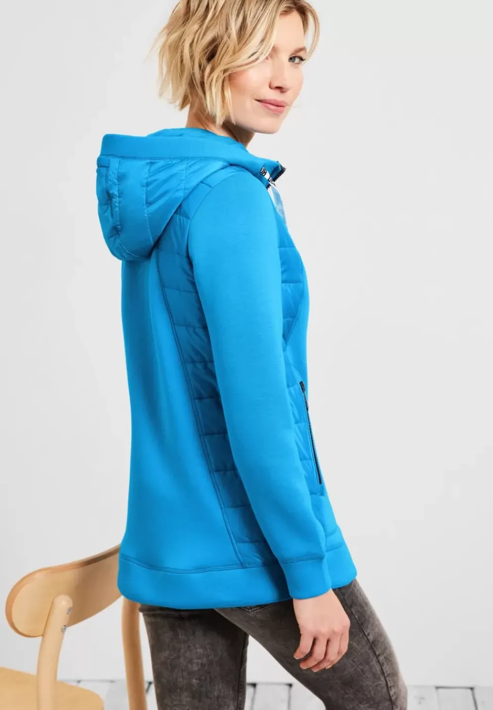 Materialmix Jacke Mit Zipper