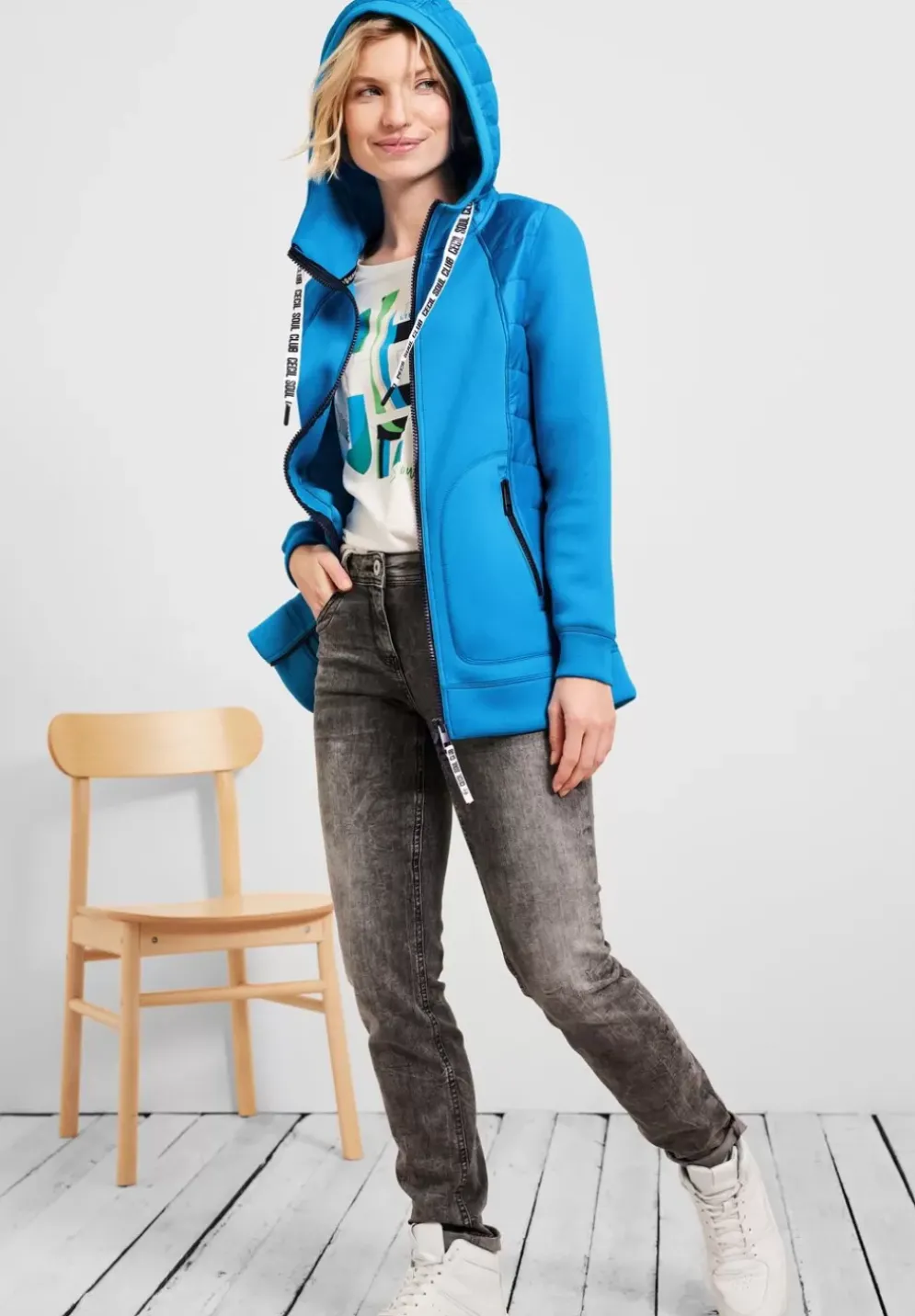 Materialmix Jacke Mit Zipper
