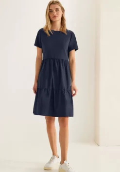 Materialmix Kleid Mit Volant