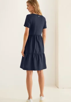 Materialmix Kleid Mit Volant