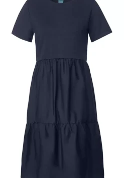 Materialmix Kleid Mit Volant