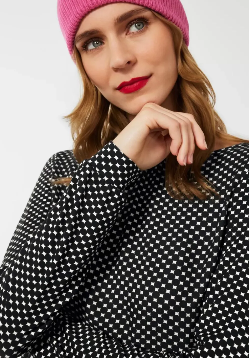 Materialmixshirt Mit Print