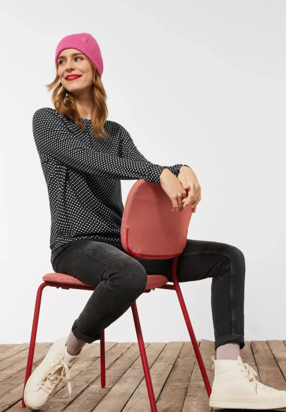Materialmixshirt Mit Print