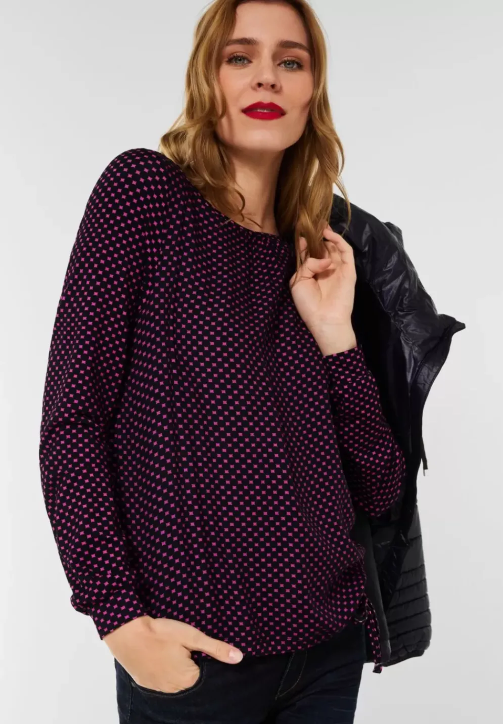 Materialmixshirt Mit Print