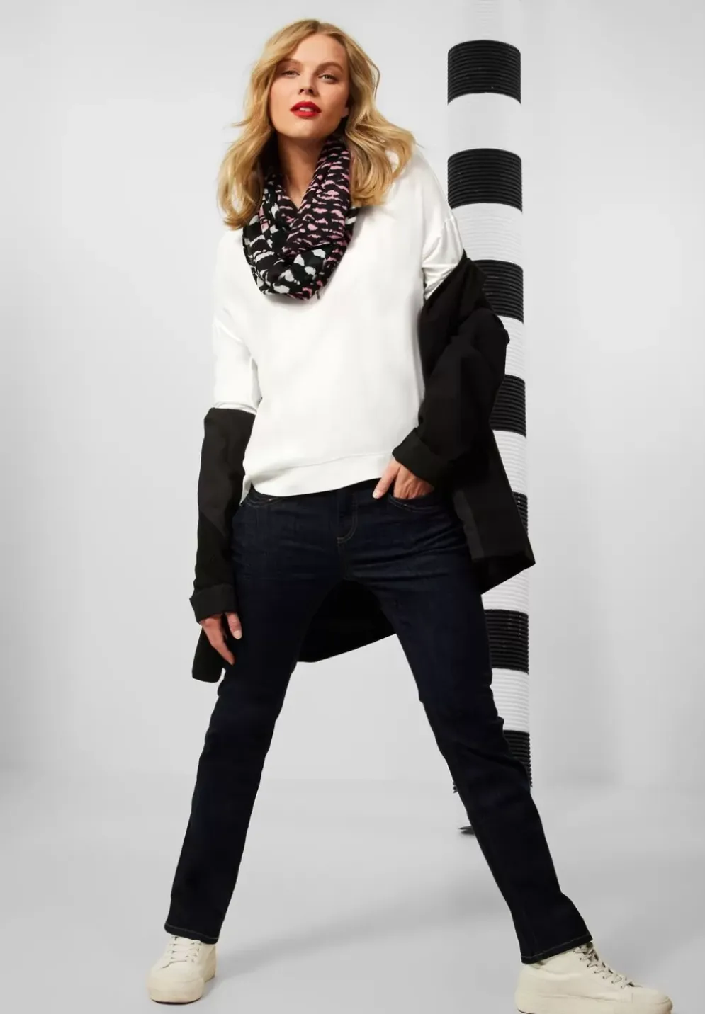 Materialmix-Shirt Mit Zipper
