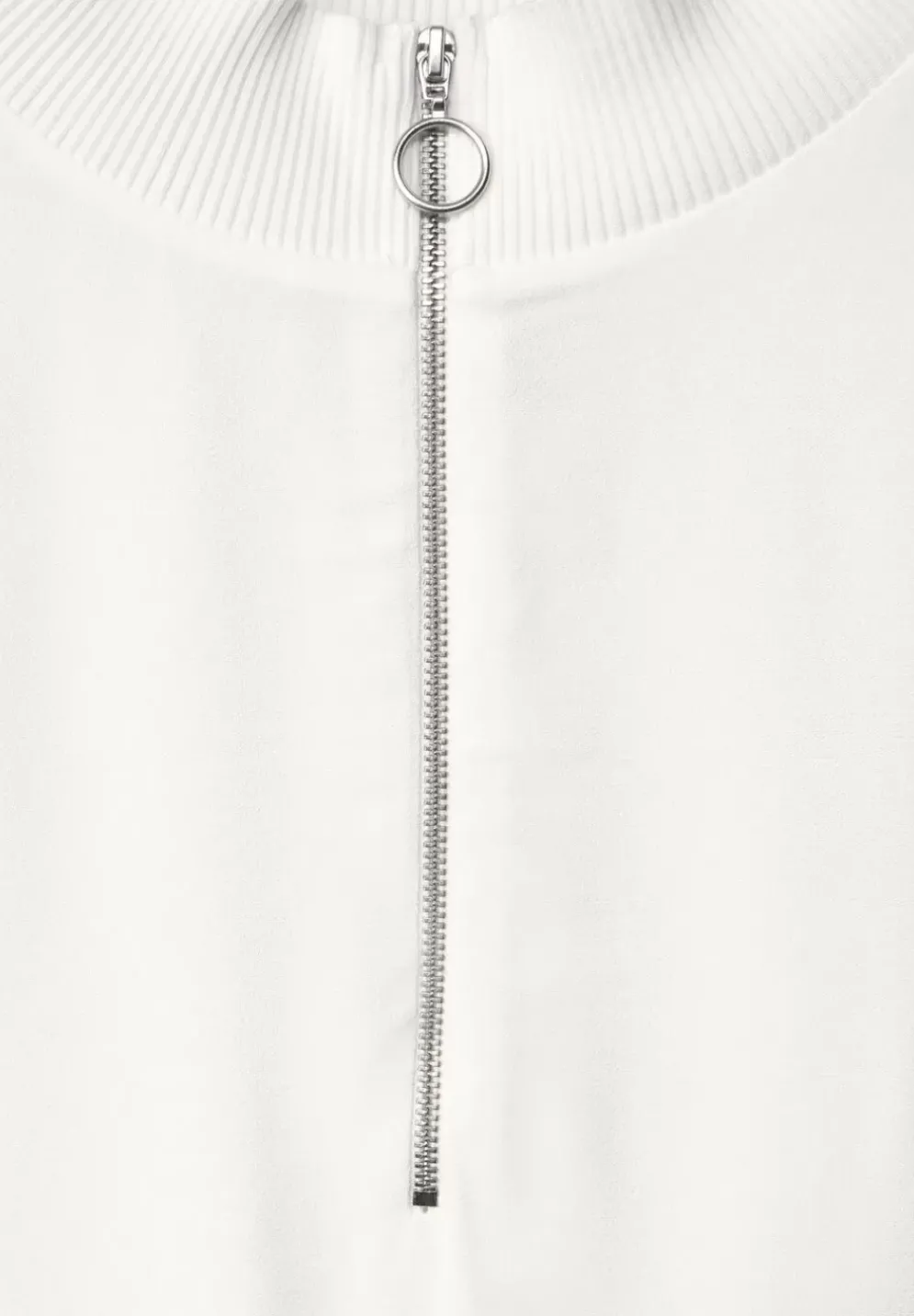 Materialmix-Shirt Mit Zipper