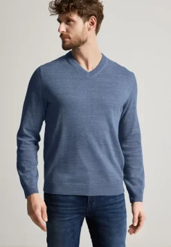 Melange Pullover Mit V-Neck