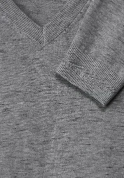 Melange Pullover Mit V-Neck
