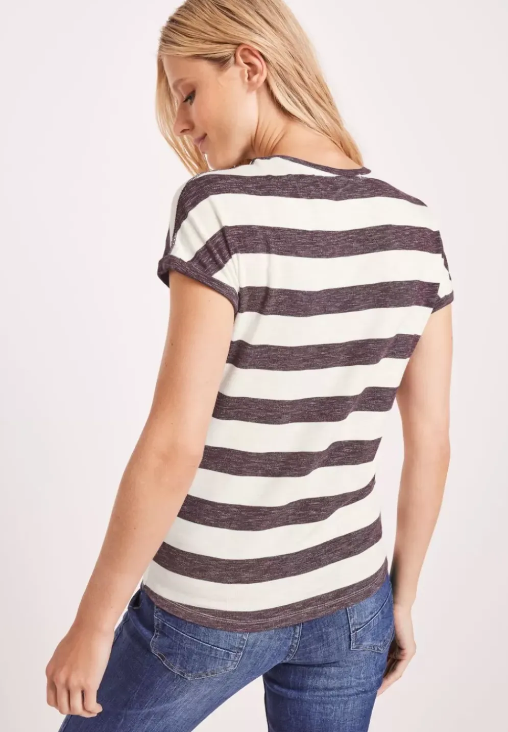 Melange T-Shirt Mit Streifen