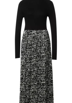 Midikleid Im Materialmix