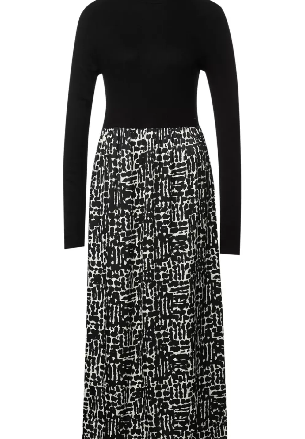 Midikleid Im Materialmix