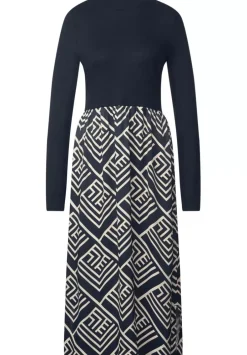 Midikleid Im Materialmix