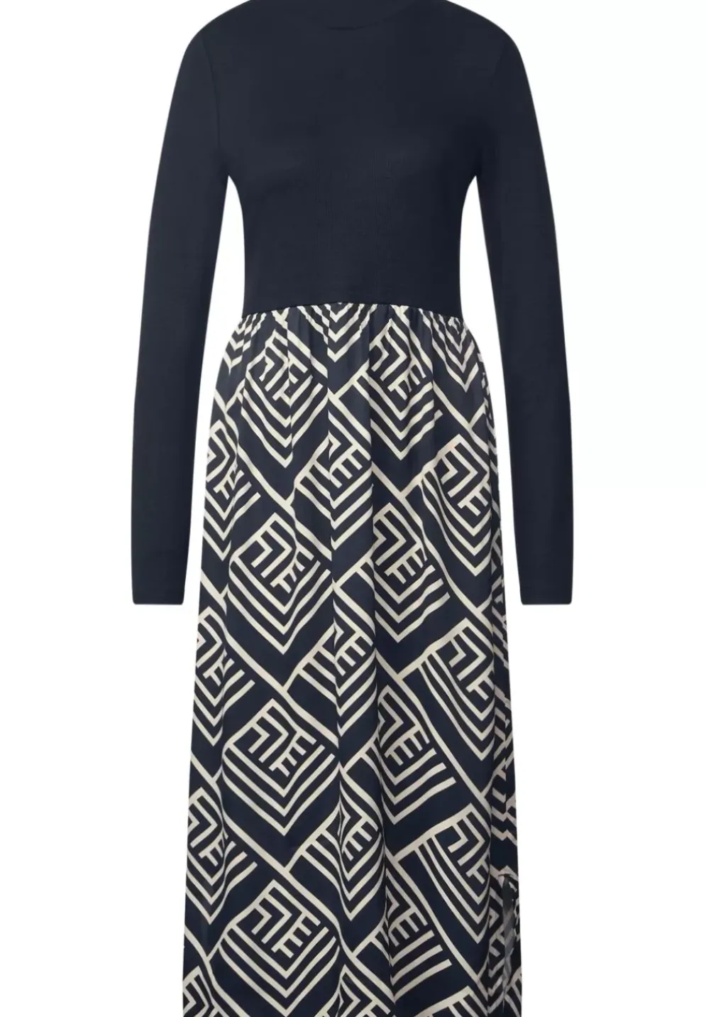Midikleid Im Materialmix
