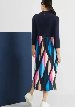 Midikleid Im Materialmix