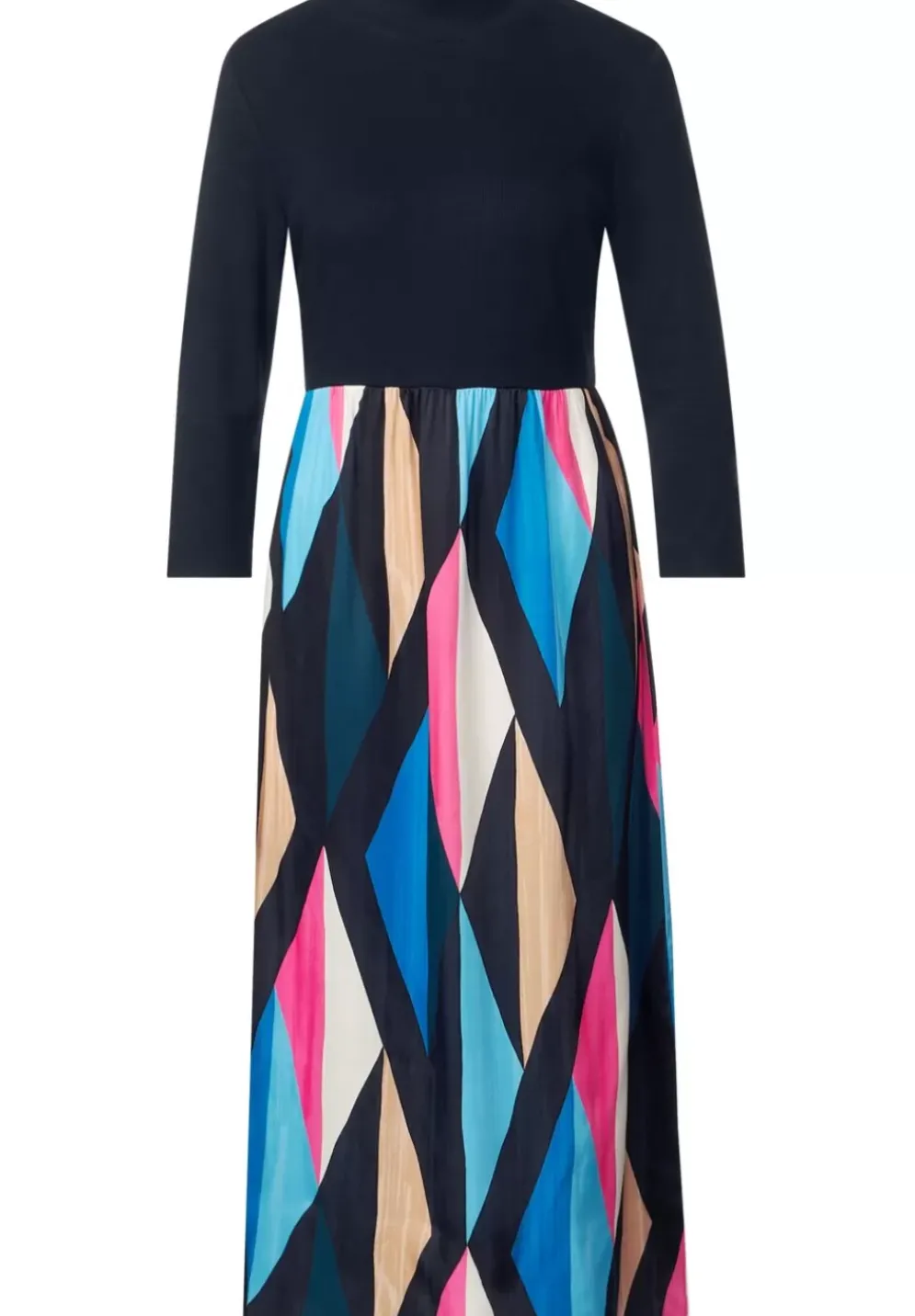 Midikleid Im Materialmix
