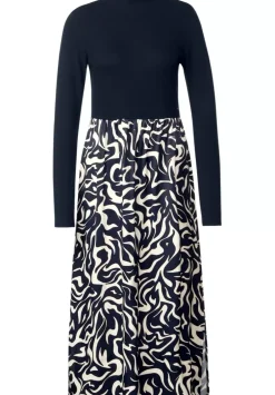 Midikleid Mit Materialmix